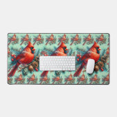 Cardinal sur la branche des pins avec les baies d' (Clavier et souris)