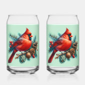 Cardinal sur la branche des pins avec les baies d' (Verso)