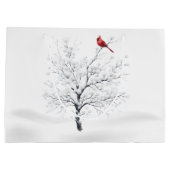 Cardinal sur l'arbre enneigé Sac cadeau de Noël (Dos)