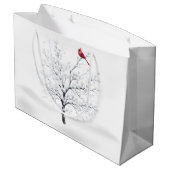 Cardinal sur l'arbre enneigé Sac cadeau de Noël (Dos Angle)
