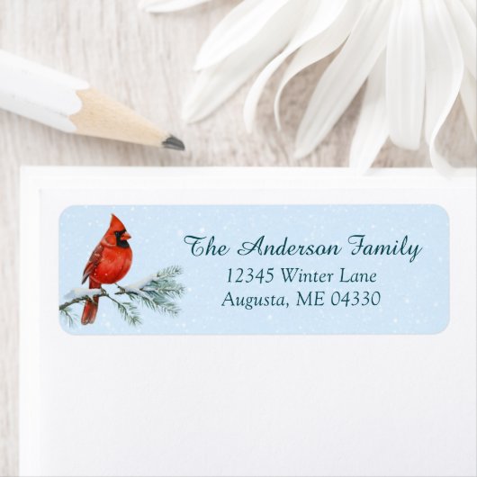 Cardinal Sympathy Holiday Return Address Label (Insitu)