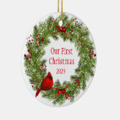 Cardinal Wreath Keramisch Ornament (Rechts)