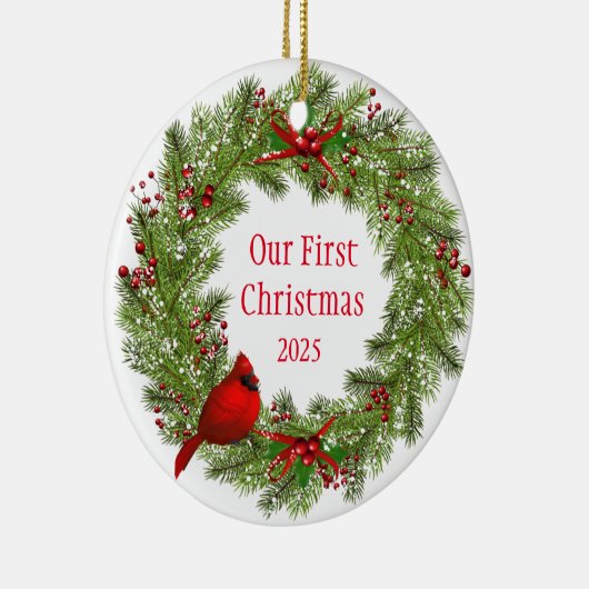 Cardinal Wreath Keramisch Ornament (Rechts)