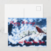 Cardinale Bird Snowy Branch Post Card Feestdagenkaart (Voorkant / Achterkant)