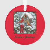 Cardinals Bird Feeder & Christmas Garland (dos)