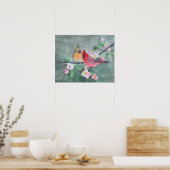 CARDINALS EN APPARATUUR BLOSSEN OP SHARON SHARPE POSTER (Keuken)