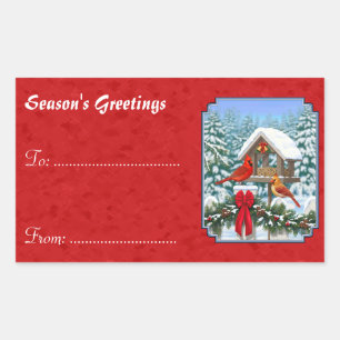 Cardinals Kerstmis Birdfeeder Red Rechthoekige Sticker