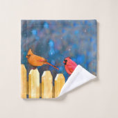 Cardinals on the Fence Painting - Art original (Gant de toilette)