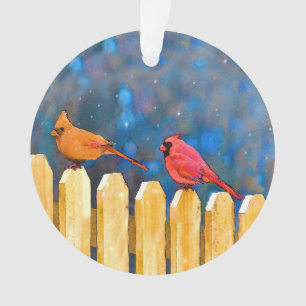Cardinals on the Fence Painting - Art original