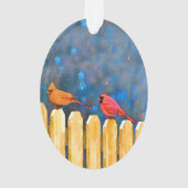 Cardinals on the Fence Painting - Art original (dos)