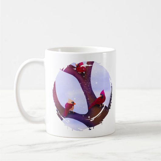 Cardinals Perched On A Tree Holiday Mug (Gauche)
