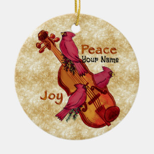Cardinals Violin Keramisch Ornament