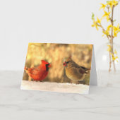 Cardinaux dans des cartes de voeux d'automne (Fleur jaune)