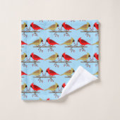 Cardinaux de Noël mignons et Baies rouges modélisé (Gant de toilette)