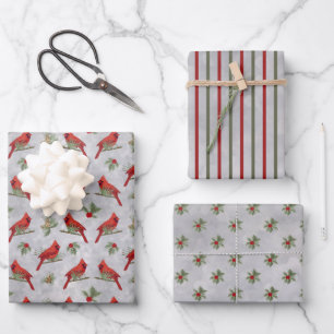 Cardinaux d'hiver et feuilles de papier d'envelopp