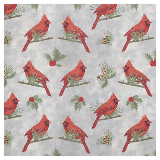 Cardinaux d'hiver et tissu de pins (Échantillon)