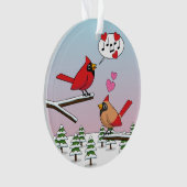 Cardinaux du Nord Rouge mignonne Amour Paysage hiv (devant)