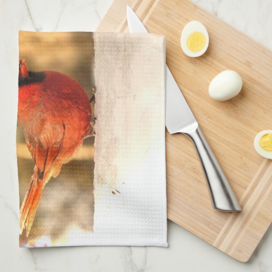Cardinaux en Automne Serviette de cuisine (Quart Plié)