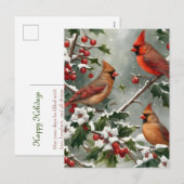 Cardinaux et carte postale Holly Holiday (Devant / Derrière)