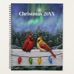Cardinaux et lumières de Noël Neige d'hiver