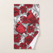 Cardinaux et poinsettia en rouge et blanc (Serviette à main)