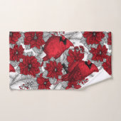 Cardinaux et poinsettia en rouge et blanc (Serviette à main)