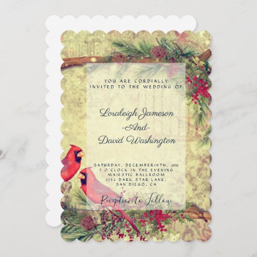 Cardinaux faire-part de mariage (Devant / Derrière)