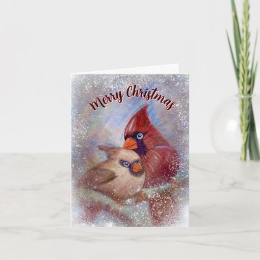 Cardinaux Plié Carte de Noël (Devant)