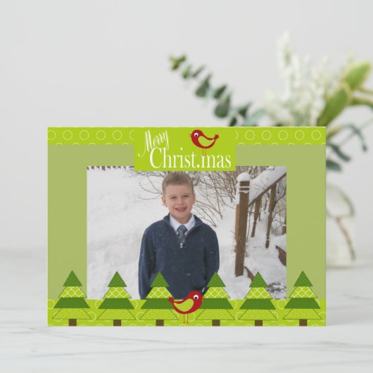 Cardinaux rouges et Carte photo des arbres de Noël (Debout devant)