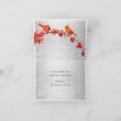 Cardinaux rouges Faux Carte de remerciements d'arg (Intérieur)