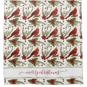 Cardinaux rouges Joyeux rideau de douche de Noël (Devant)