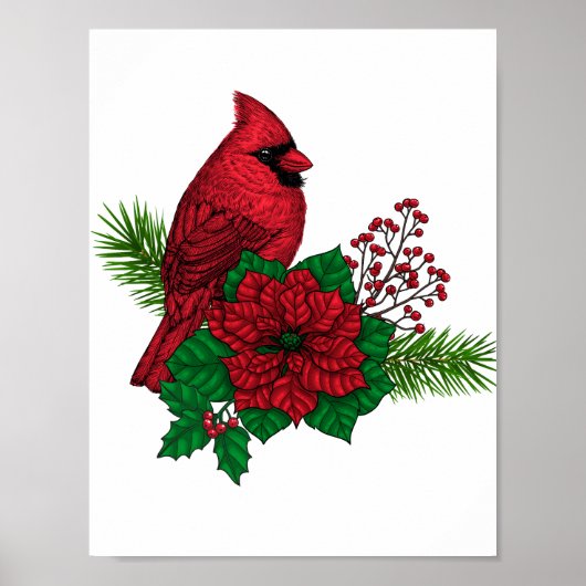 Cardinaux rouges sur décoration de Noël (Devant)