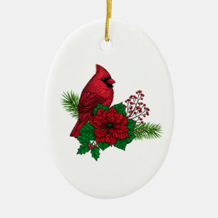 Cardinaux rouges sur décoration de Noël