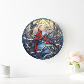 Cardinaux sur une horloge murale du jour de neige (Maison)