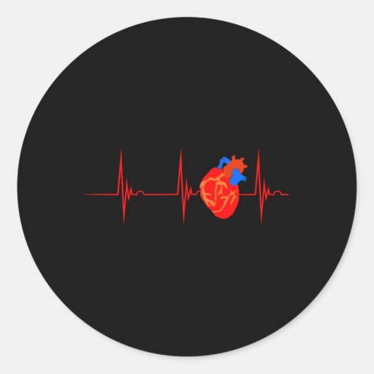 Cardiologie Anatomie Het ritme Ekg Pulse Cardiac N Ronde Sticker (Voorkant)