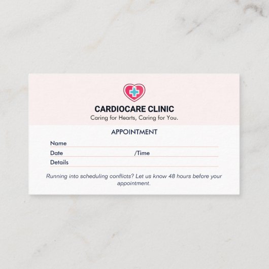 Cardiologie Clinic Business | Schone afspraak Visitekaartje (Achterkant)
