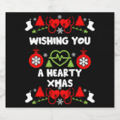 Cardiologie Kerstmis Medisch Personeel Giften Sparkling Wijnetiket (Enkel label)