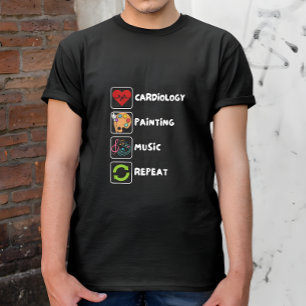 Cardiologie, Schilderen, Muziek, Herhalingsschilde T-shirt