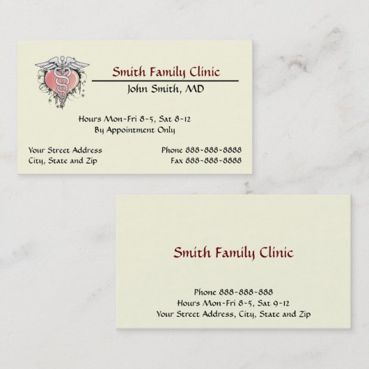 Cardiologue Docteur Médicale Symbole Carte de visi (Devant / Derrière)