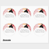 Cardiot & Groom Adresse Sticker rose et rouge (Feuille)