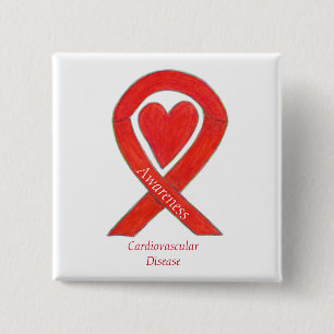 Cardiovasculaire ziekte Hartbewustwording Vierkante Button 5,1 Cm