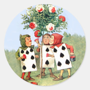 Cardmen schilderen de koningin-Rozen in Wonderland Ronde Sticker