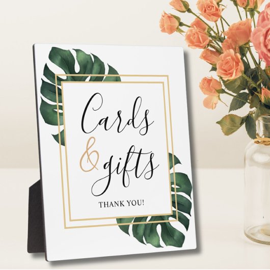 Cards and Gifts Monstera Leaf Wedding Sign  Fotoplaat