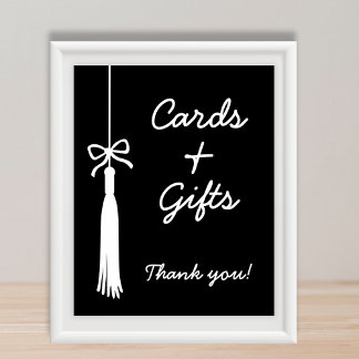 Cards & Gifts Bow Black Coquette Graduation Sign Poster