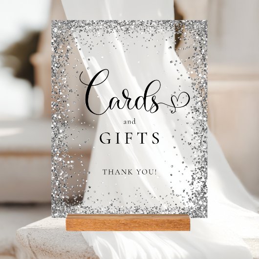 CARDS & GIFTS Silver Glitter Bridal Shower 