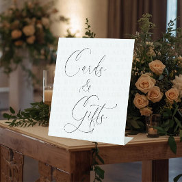 Cards & Gifts Wedding Sign | Elegant Script Reclamebord Met Voetstuk