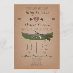 Cardstock geïnspireerd Canoe + Arrows Wedding Invi Kaart