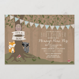 Cardstock Geïnspireerd Woodland Baby shower - Boy Kaart
