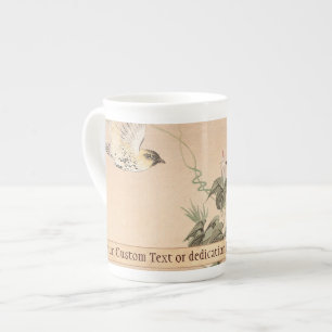 Cardueline Finch en Morning Glory Keibun Matsumo Porselein Kop