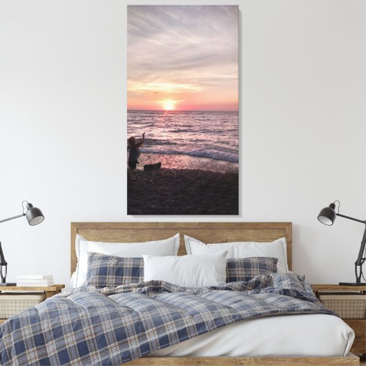Carefree strandscène. canvas afdruk (Insitu (Slaapkamer))